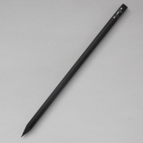 Круглый черный карандаш Люкс с ластиком, черный матовый лак