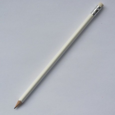 Трехгранный карандаш Премиум с ластиком, белый глянцевый